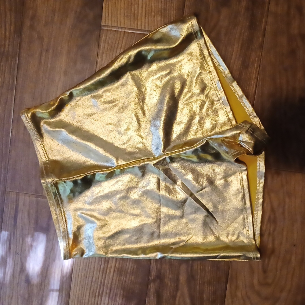 "Gold High Waist Festival Rave Shorts"